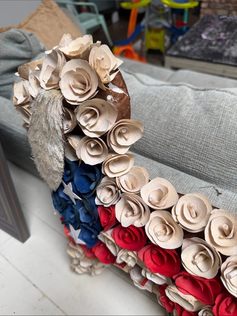 Ashland Red, Blue and Beige Floral dog Accent 4th July summer decor - Picture 2 of 4